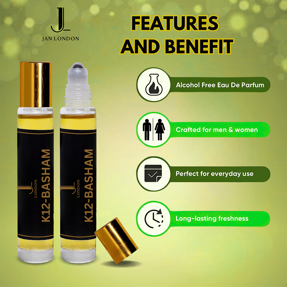ATTAR OIL: Unisex Perfume Oil | Non-Alcoholic & Vegan Ittar Roll-On Perfume, 10ml - (K12-BASHAM) 2 ATTAR OIL: Unisex Perfume Oil | Non-Alcoholic & Vegan Ittar Roll-On Perfume, 10ml - (K12-BASHAM)