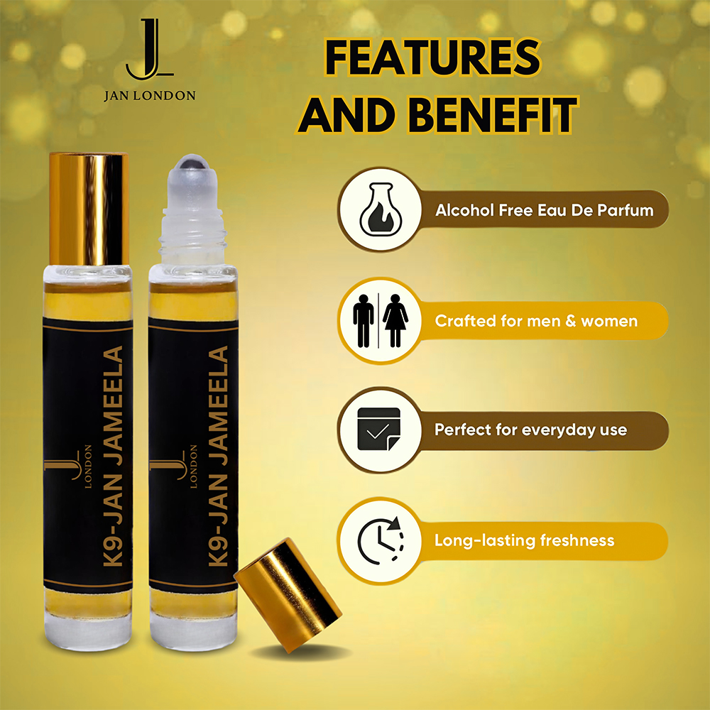 ATTAR OIL: Unisex Perfume Oil | Non-Alcoholic & Vegan Ittar Roll-On Perfume, 10ml - (K9-JAN JAMEELA) 5 ATTAR OIL: Unisex Perfume Oil | Non-Alcoholic & Vegan Ittar Roll-On Perfume, 10ml - (K9-JAN JAMEELA)