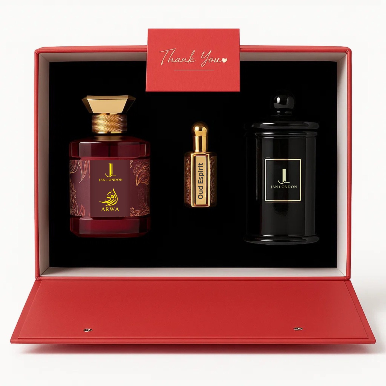 Jan London Luxury Gift Set – Arwa Perfume, Oud Esprit & Bakhoor 1 Jan London Luxury Gift Set – Arwa Perfume, Oud Esprit & Bakhoor